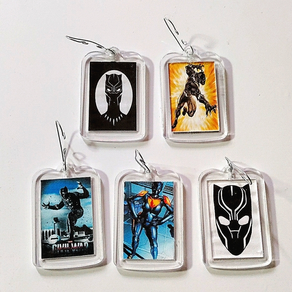 *HAPPY HOLIDAYS* (5x) Black Panther Ornaments! Double Sided. Handmade. Unisex. - Picture 5 of 6